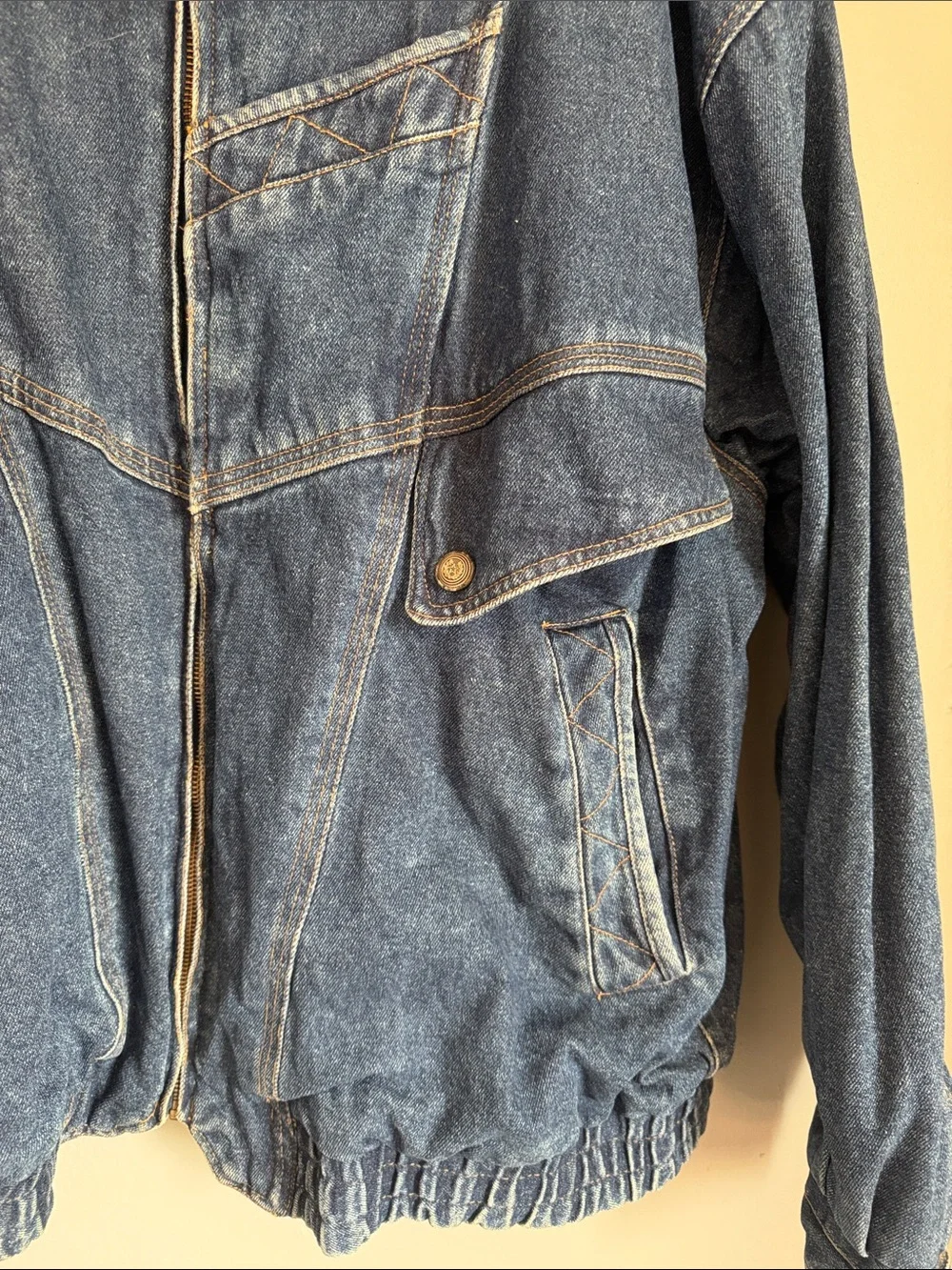 Vintage 90s Members Only Stone Canyon Denim Bomber Jacket Corduroy Trim 2X